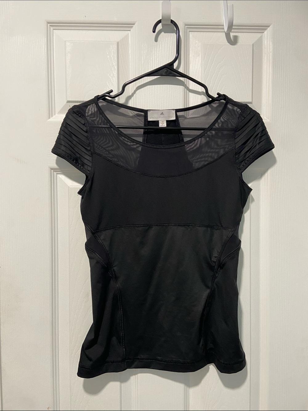 Stella McCartney x adidas Black Short Sleeve Mesh Athletic Tee
